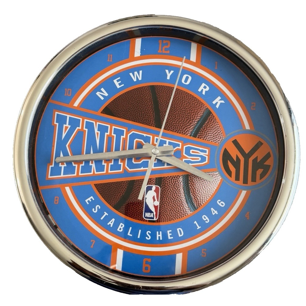 NBA New York Knicks Clock Blue Orange Basketball Established 1946‎ Logo Champs